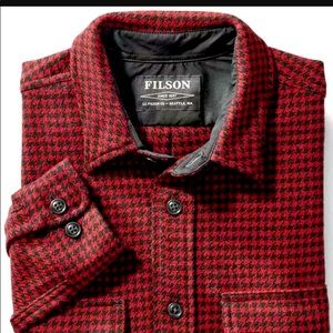 Filson Northwest Wool Shirt 20046128 Red Black Houndstooth 11 OZ Outdoor RARE L